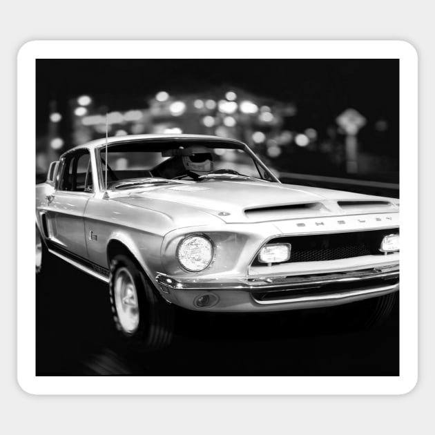 1968 Shelby Mustang Street Scene Sticker by Burtney